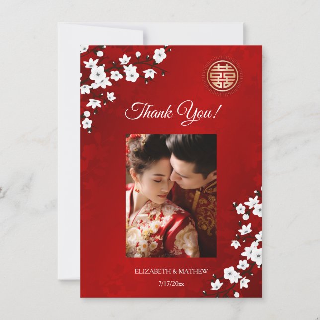 Tarjeta De Agradecimiento Cherry Blossom Boda Gracias (Anverso)