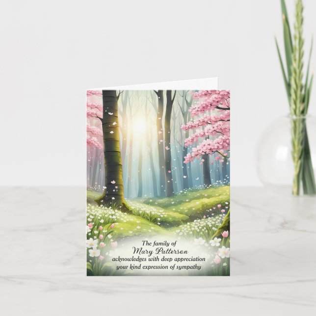 Tarjeta De Agradecimiento Cherry Blossom Forest Sympathy Gracias (Anverso)