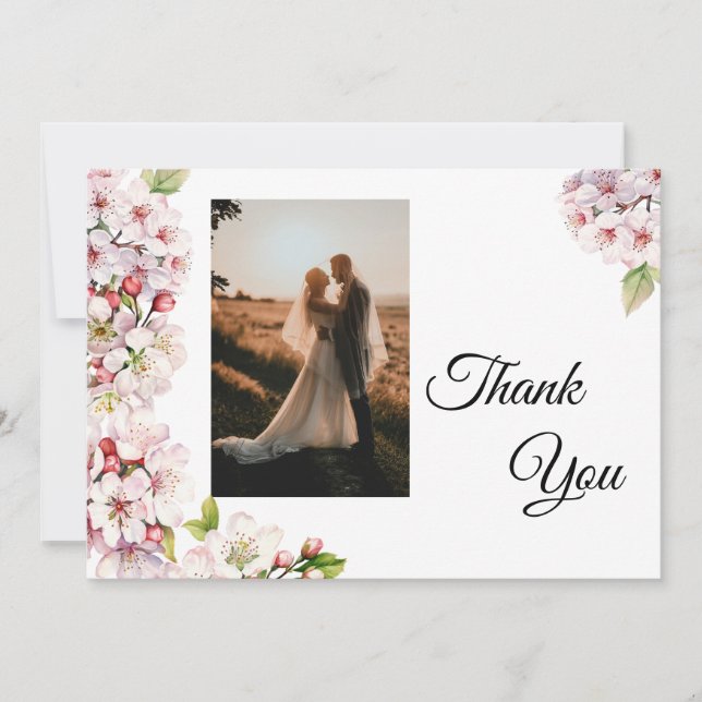 Tarjeta De Agradecimiento Cherry Blossom Photo Thank You Card (Anverso)