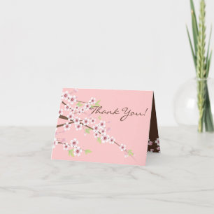Tarjeta De Agradecimiento Cherry Blossom Pink & Brown Gracias Cartas