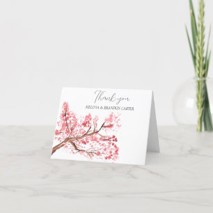 Tarjeta De Agradecimiento Cherry Blossom Pink Floral Boda Gracias