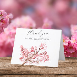 Tarjeta De Agradecimiento Cherry Blossom Pink Floral Boda Gracias