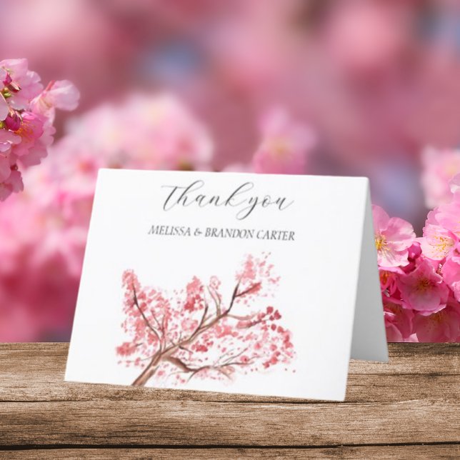 Tarjeta De Agradecimiento Cherry Blossom Pink Floral Boda Gracias (Subido por el creador)
