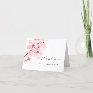 Tarjeta De Agradecimiento Cherry Blossom Pink Floral Boda Gracias