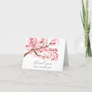 Tarjeta De Agradecimiento Cherry Blossom Pink Floral Boda Gracias