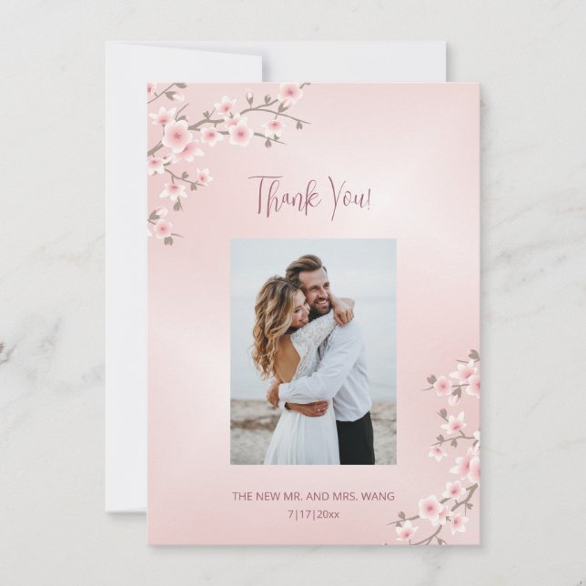 Tarjeta De Agradecimiento Cherry Blossom Wedding Thank You (Anverso)
