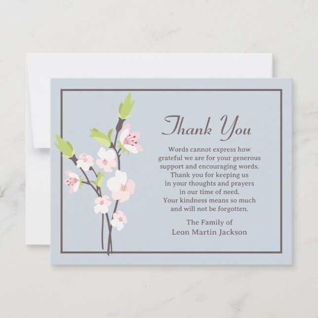 Tarjeta De Agradecimiento Cherry Blossoms Funeral Thank You Note Card (Anverso)