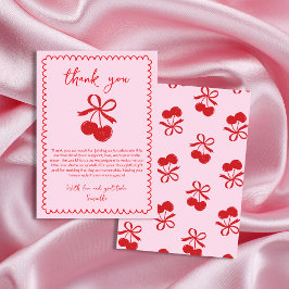 Tarjeta De Agradecimiento Cherry Coquette Hand Drake Baby Girl Shower