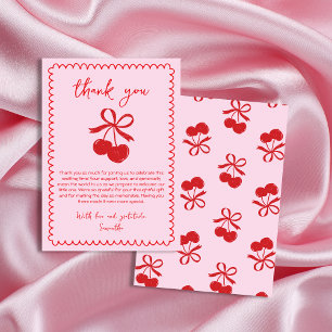 Tarjeta De Agradecimiento Cherry Coquette Hand Drake Baby Girl Shower