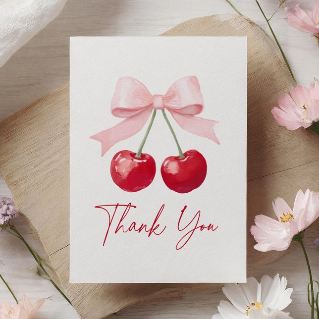 Tarjeta De Agradecimiento Cherry Gingham Baby Shower (Subido por el creador)