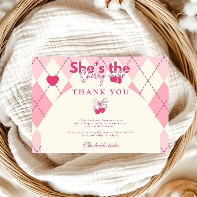 Tarjeta De Agradecimiento Cherry On Top Bridal Shower (Subido por el creador)