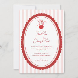 Tarjeta De Agradecimiento Cherry on Top Coquette Bow Thank You Card