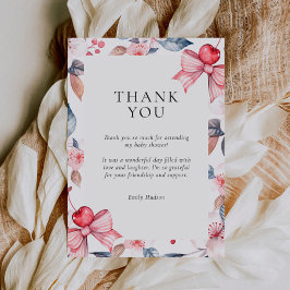 Tarjeta De Agradecimiento Cherry on Top Pink Bow Coquette Baby Shower