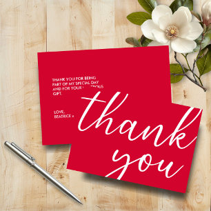 Tarjeta De Agradecimiento Cherry Red Birthday Moderno Script Gracias