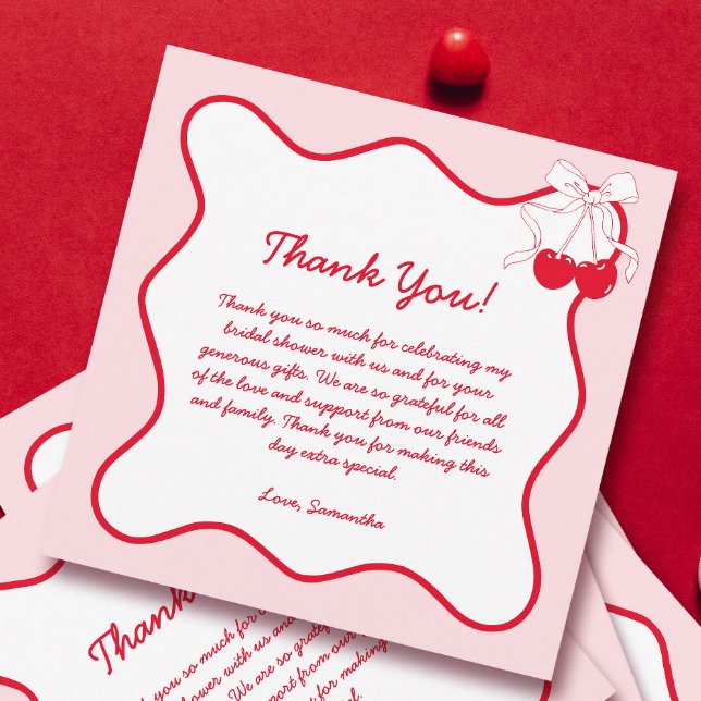 Tarjeta De Agradecimiento Cherry rosa rojo Valentines ducha de novias gracia (Subido por el creador)