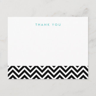 Tarjeta De Agradecimiento Chevron simple negro y blanco gracias a las tarjet