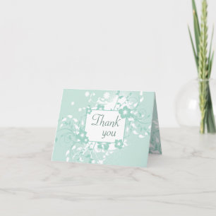 Tarjeta De Agradecimiento Chic aqua turquesa remolinos florales boda agradec
