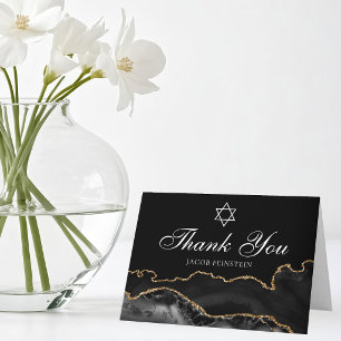 Tarjeta De Agradecimiento Chic Bar Mitzvah judío Estrella de David negra dor