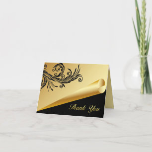Tarjeta De Agradecimiento Chic Black and Gold Thank You Card