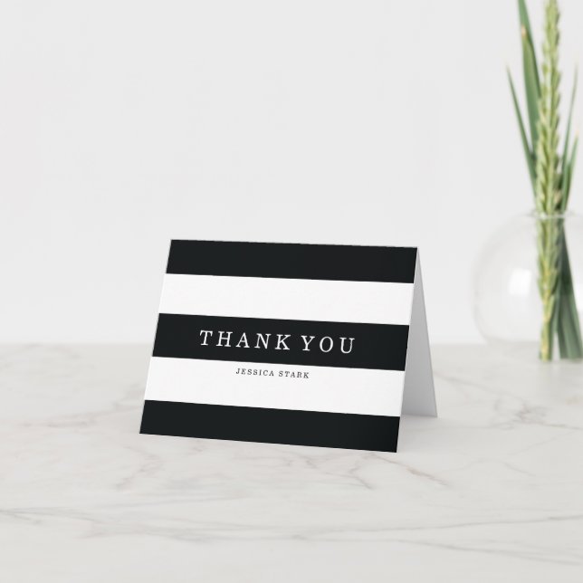 Tarjeta de agradecimiento Chic Black Stripes (Anverso)