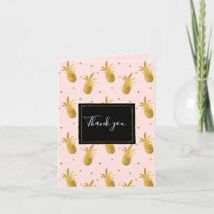 Tarjeta De Agradecimiento Chic Blush Rosa Dorado Piñas y Puntos Gracias