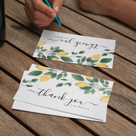 Tarjeta De Agradecimiento Chic Boho Limón y Acuarela de Verdor 