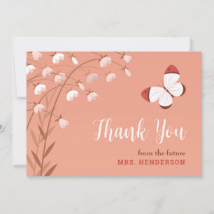Tarjeta De Agradecimiento Chic Bohó Mariposa Floral Elegante Ducha de Novia