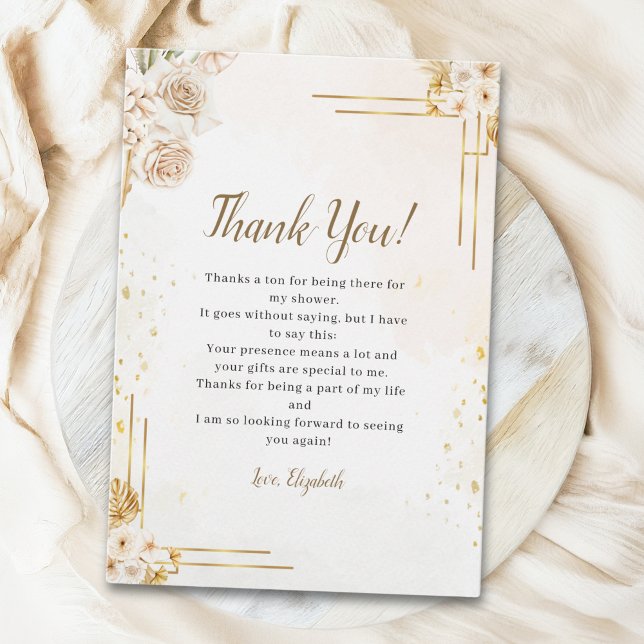 Tarjeta De Agradecimiento Chic Boho Style with Beige and Yellow Blooms (Subido por el creador)