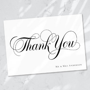 Tarjeta De Agradecimiento Chic Caligrafía Letra Personalizada Boda