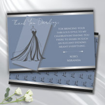 Tarjeta de agradecimiento Chic Cerulean Blue Fashi