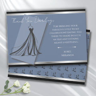 Tarjeta de agradecimiento Chic Cerulean Blue Fashi