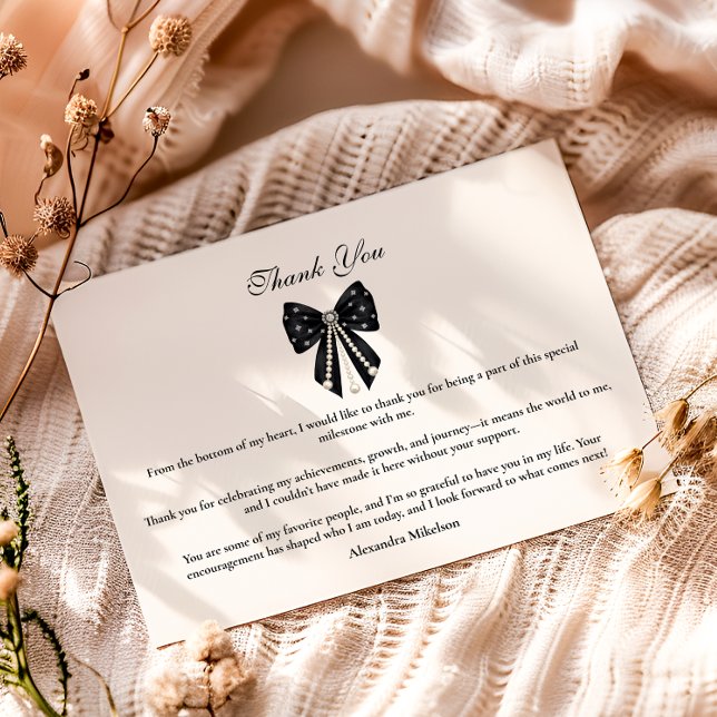 Tarjeta De Agradecimiento Chic Coquette Graduation Celebration (Subido por el creador)