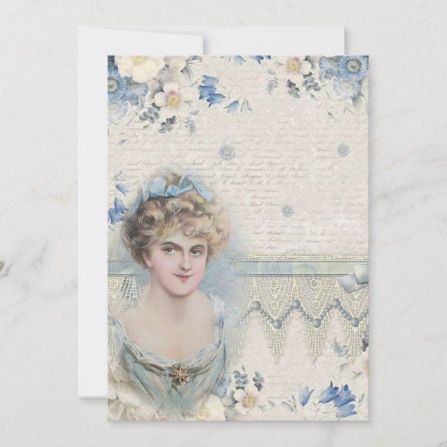 Tarjeta De Agradecimiento Chic de Shabby Vintage Victorian con flores (Anverso)
