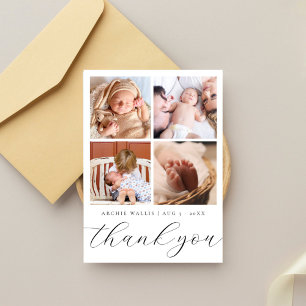 Tarjeta De Agradecimiento Chic Ducha para Bebé Collage Moderno de Varias Fot