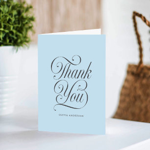 Tarjeta De Agradecimiento Chic Elegante Escritura Azul Claro Niño Baby Showe