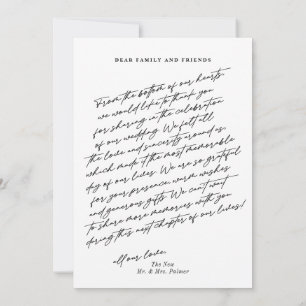 Tarjeta De Agradecimiento Chic Elegante Script 3 Foto Boda