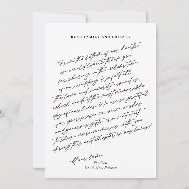 Tarjeta De Agradecimiento Chic Elegante Script 3 Foto Boda (Reverso)