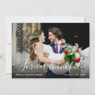 Tarjeta De Agradecimiento Chic escritura foto de boda por siempre agradecido