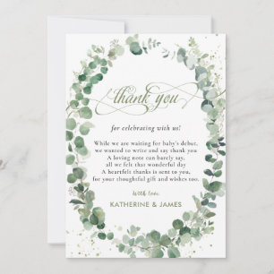Tarjeta De Agradecimiento Chic Eucalipto Verde Baby Shower Cumpleaños 