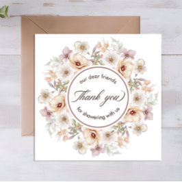 Tarjeta De Agradecimiento Chic Floral Watercolor Baby en flor Ducha de Novia
