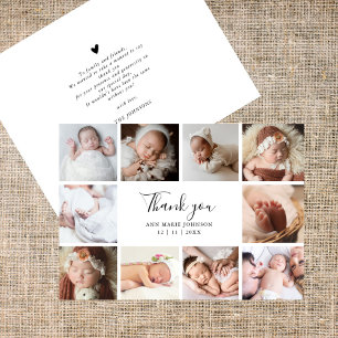 Tarjeta De Agradecimiento Chic Foto Baby Shower con Letra a Mano Elegante
