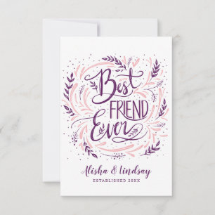 Tarjeta De Agradecimiento Chic Letra a Mano Mejor Amiga Personalizada
