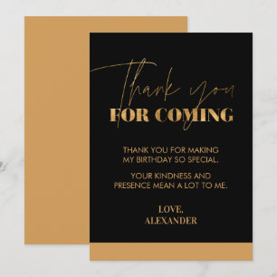 Tarjeta De Agradecimiento Chic Manuscrito Negro y Dorado