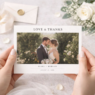 Tarjeta De Agradecimiento Chic Minimalista Moderno Foto Boda