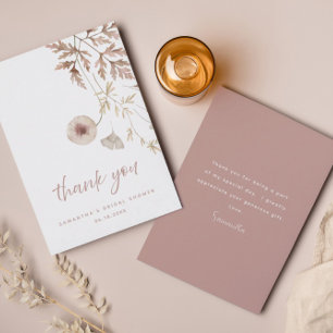 Tarjeta De Agradecimiento Chic Neutral Rosa Botánico Floral Despedida de Sol