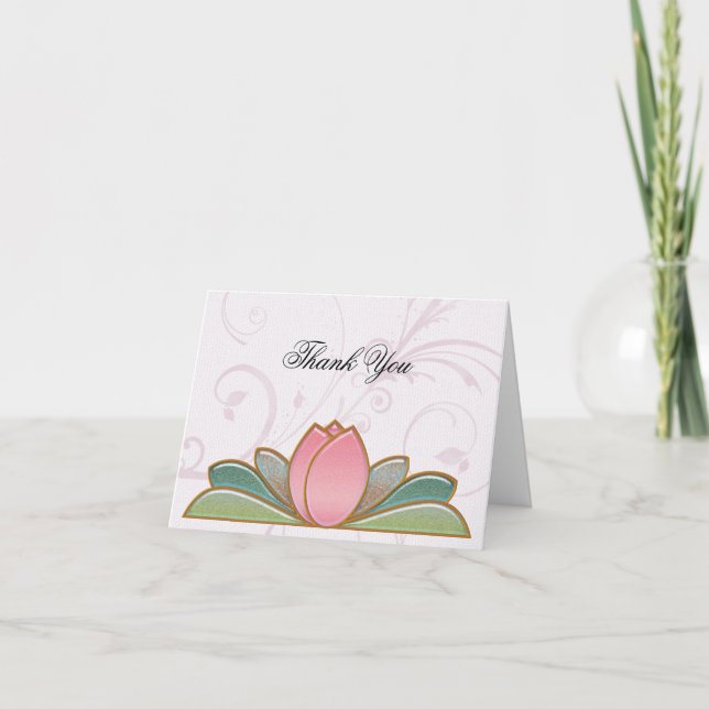 Tarjeta de agradecimiento Chic Pink Lotus (Anverso)