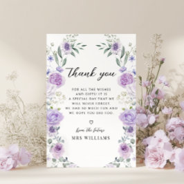Tarjeta De Agradecimiento Chic Purple Floral Bridal Shower Thank You Card