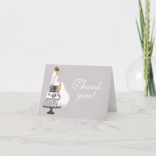 Tarjeta De Agradecimiento Chic Rosa Novia Moderna Despedida de Soltera Graci