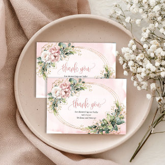 Tarjeta De Agradecimiento Chic Rose Gold Floral Greenery Thank You Card