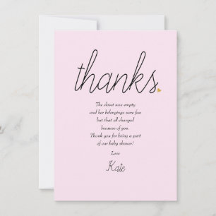 Tarjeta De Agradecimiento Chic Script Amor Corazón Niña Gracias Poema